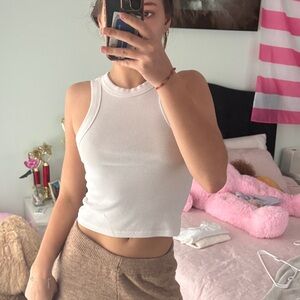 Old Navy White Ribbed Tank Top